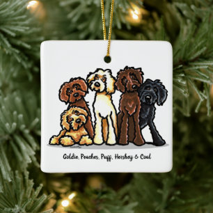 Ornement En Céramique Labradoodle Arc-en-ciel Noël personnalisé