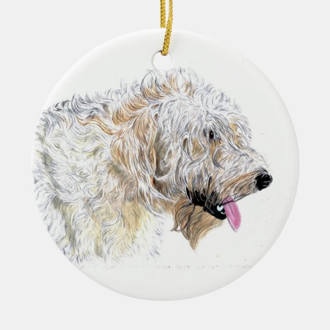 Ornement En Céramique Labradoodle crème (Devant)