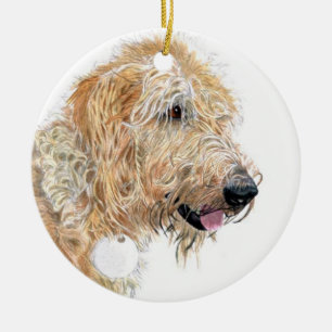 Ornement En Céramique Labradoodle crème