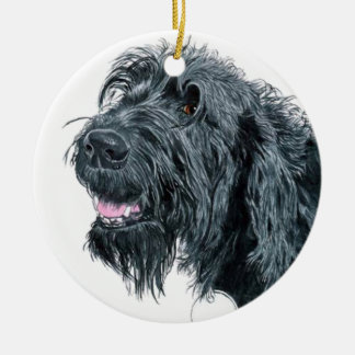 Ornement En Céramique Labradoodle de sourire