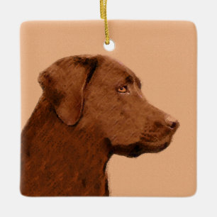 Ornement En Céramique Labrador Retriever (Chocolat) Peinture - Chien Art