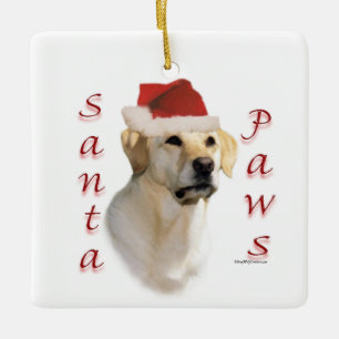 Ornement En Céramique Labrador Retriever (jaune) Père Noël Paws