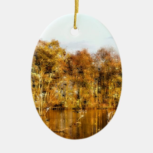 ORNEMENT EN CÉRAMIQUE LAC D'AUTOMNE (Devant)