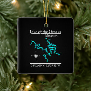 Ornement En Céramique Lac des Ozarks Missouri Carte Carrée