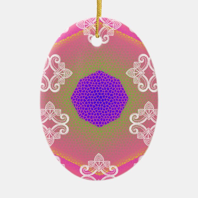 Ornement En Céramique Lace Kaleidoscope rose (Devant)