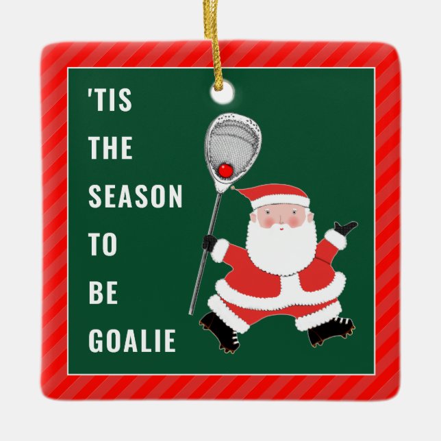 Ornement En Céramique Lacrosse Goalie 2022 Cadeau de vacances en céramiq (Devant)