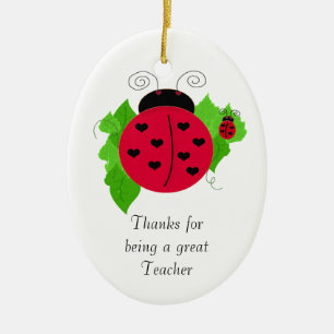 Ornement En Céramique Ladybug Teacher Merci