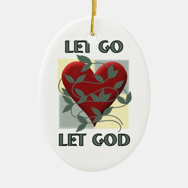 Ornement En Céramique Laisser Dieu Récupérer Citation Slogan Coeur Rouge (Devant)