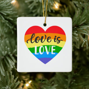 Ornement En Céramique L'amour est amour Coeur arc-en-ciel