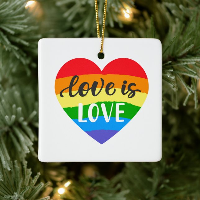 Ornement En Céramique L'amour est amour Coeur arc-en-ciel (Arbre)