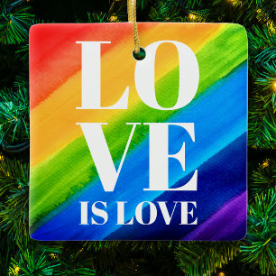 Ornement En Céramique L'amour est l'amour Gay pride arc-en-ciel