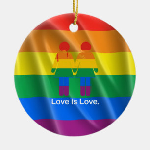 ORNEMENT EN CÉRAMIQUE L'AMOUR EST LE COUPLE LESBIEN D'AMOUR - .PNG
