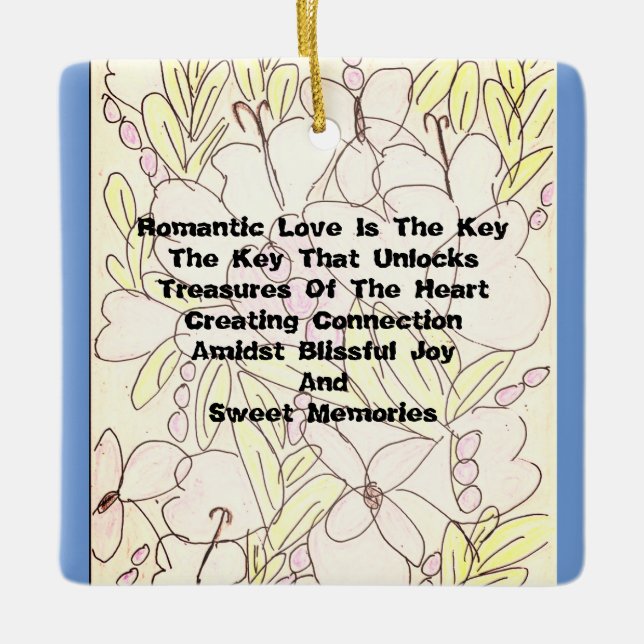 Ornement En Céramique L'Amour Romantique Est La Clé (Devant)