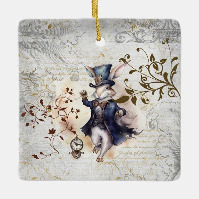 Ornement En Céramique Lapin blanc (Devant)