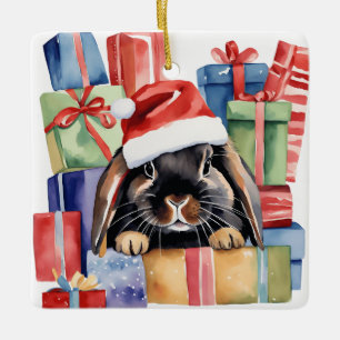 Ornement En Céramique Lapin Lapin Lapin Lop Noël