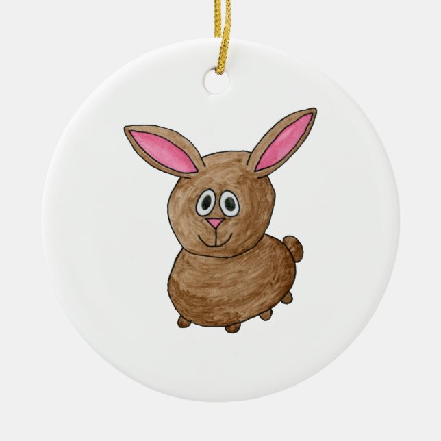Ornement En Céramique Lapin mignon drôle (Devant)