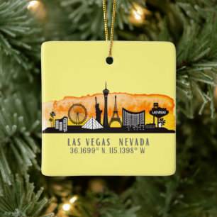 Ornement En Céramique Las Vegas Skyline Latitude personnalisée