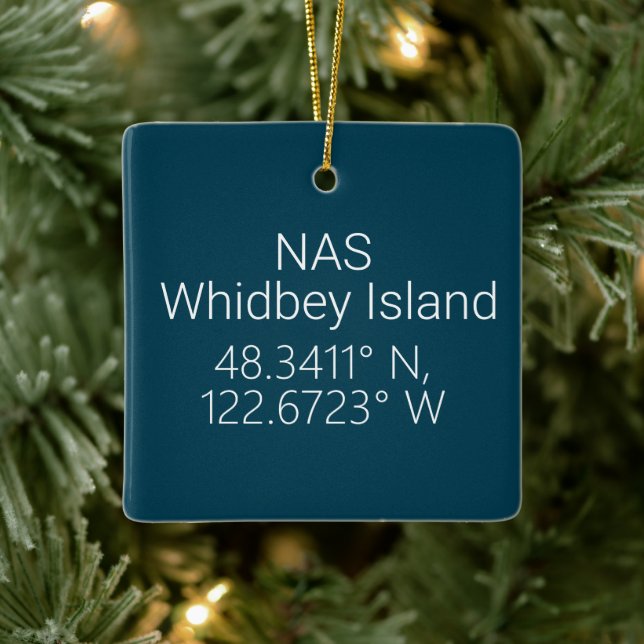 Ornement En Céramique Latitude Longitude de l'île Whidbey NAS (Arbre)