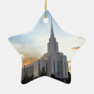 Ornement En Céramique LDS Utah Temple sunset