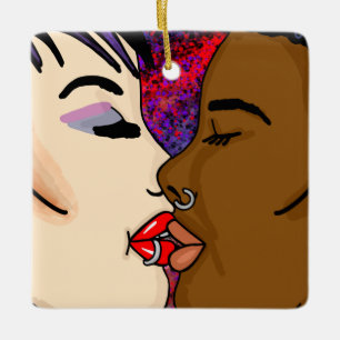 Ornement En Céramique Le baiser Noël