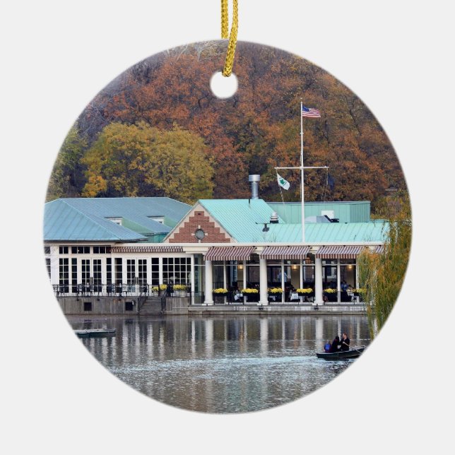 Ornement En Céramique Le Boathouse en parc, photo d'automne (Devant)