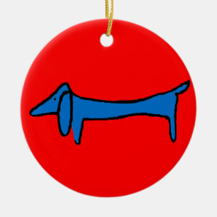 Ornement En Céramique Le chien bleu