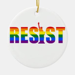 Ornement En Céramique Le drapeau d'arc-en-ciel de LGBT résistent à