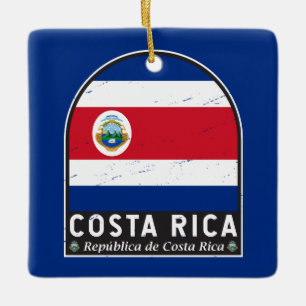 Ornement En Céramique Le drapeau du Costa Rica Emblem Vintage