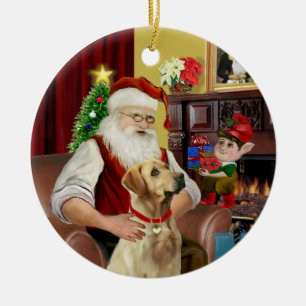 Ornement En Céramique Le Labrador jaune de Santa (#8)