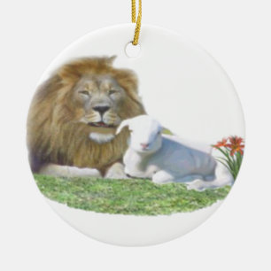 Ornement En Céramique Le lion et l'agneau art chrétien