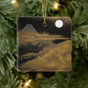 Ornement En Céramique Le Mont Fuji au clair de lune - Lumineux :