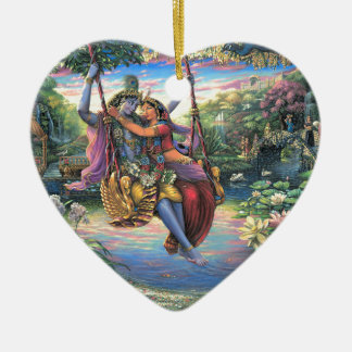 Ornement En Céramique Le passe-temps d'oscillation - Radha et Krishna