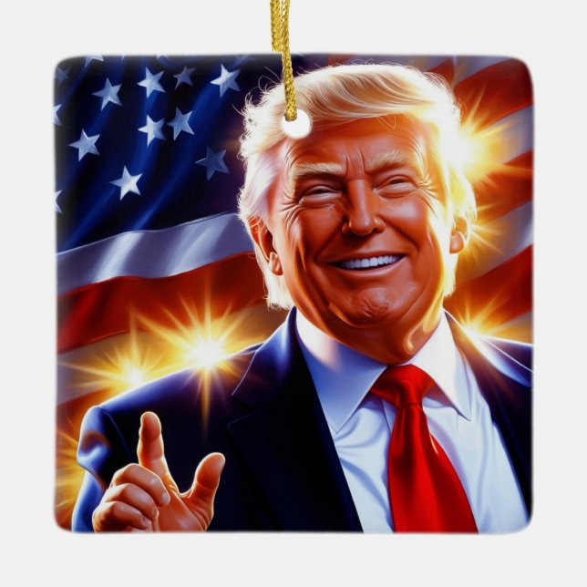 Ornement En Céramique Le patriotique Donald Trump (Devant)