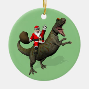 Ornement En Céramique Le Père Noël À L'Allosaurus