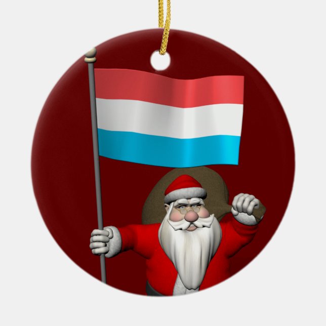 Ornement En Céramique Le Père Noël Avec L'Enseigne Luxembourg (Devant)