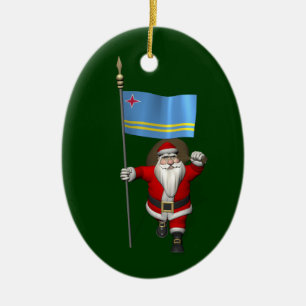 Ornement En Céramique Le Père Noël Avec L'Ensigne D'Aruba