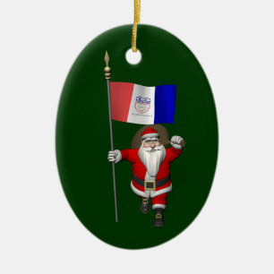 Ornement En Céramique Le Père Noël Avec L'Ensigne De Cleveland