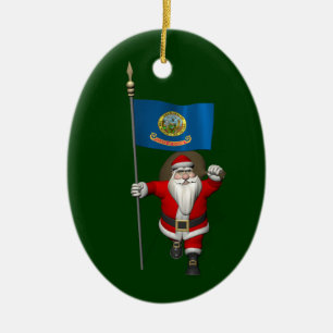Ornement En Céramique Le Père Noël Avec L'Ensigne De L'Idaho