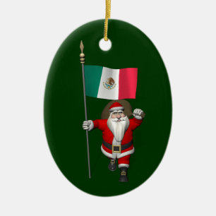 Ornement En Céramique Le Père Noël Avec L'Ensigne Du Mexique