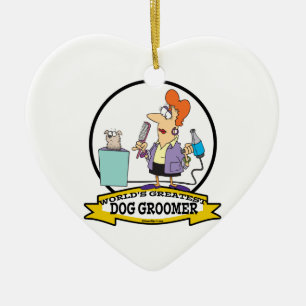 ORNEMENT EN CÉRAMIQUE LE PLUS GRAND CHIEN GROOMER FEMMES DESSINS DE CHIE