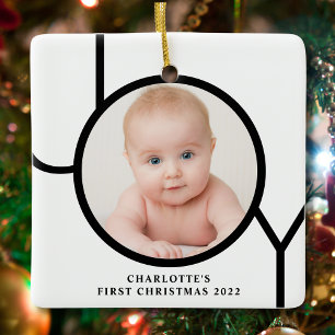 Ornement En Céramique Le premier Noël de bébé Photo personnalisée