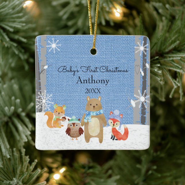 Ornement En Céramique Le premier Noël des animaux des bois (Arbre)