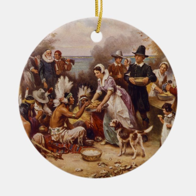 Ornement En Céramique Le premier thanksgiving par Jean Léon Gerome (Devant)