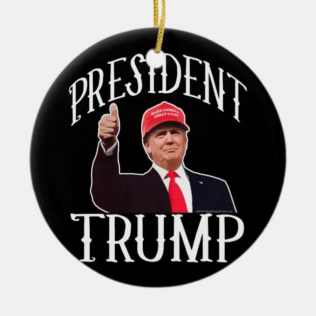Ornement En Céramique Le président Donald Trump, le Casquette rouge lève (Devant)