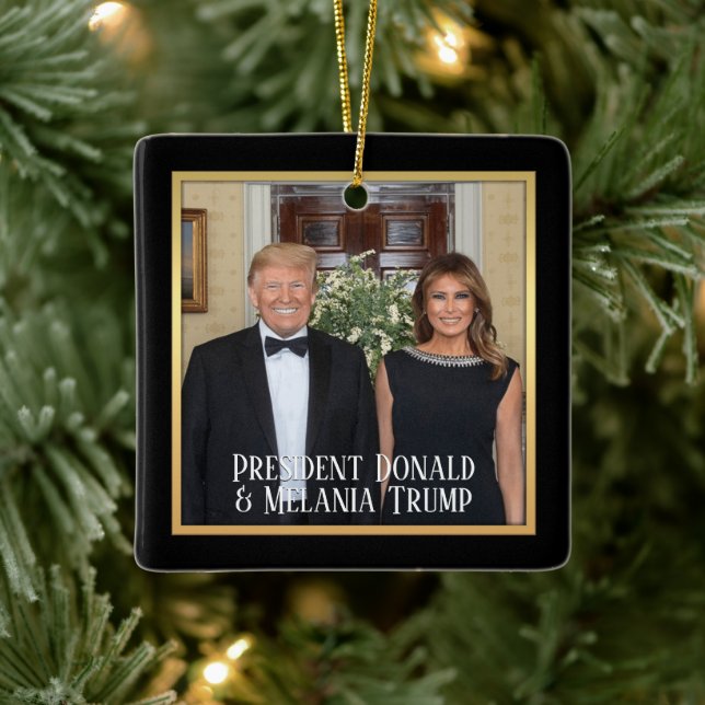 Ornement En Céramique Le Président Donald Trump & Melania Elegant 2020 (Arbre)