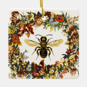 ORNEMENT EN CÉRAMIQUE LE RESSORT FLEURIT LE COEUR D'ABEILLE/APICULTEUR