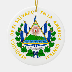 Ornement En Céramique Le Salvador - emblème/drapeau/manteau des
