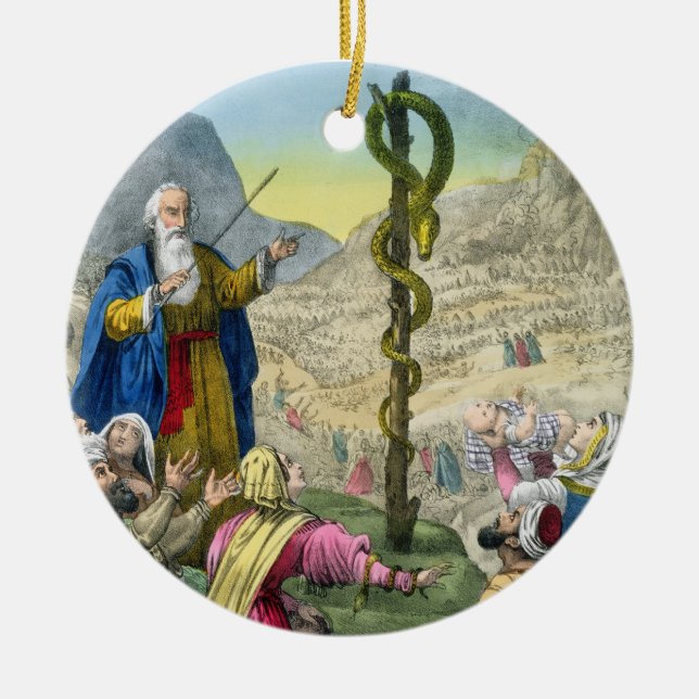Ornement En Céramique Le serpent d'airain, d'une bible imprimée par (Devant)