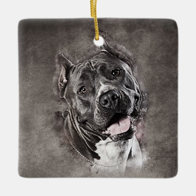 Ornement En Céramique Le Staffordshire Terrier américain - Amstaff (Devant)
