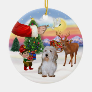 Ornement En Céramique Le Traitement de Père Noël - Petit Basset